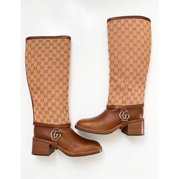 Gucci Shoes - Gucci Lola GG Riding Boots Women’s 10 Brown Tall Supreme Block Heel New